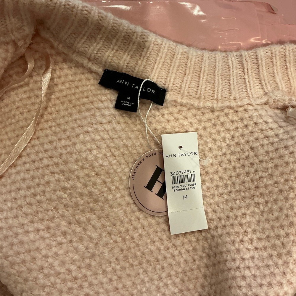 Ann Taylor Soft Pink Cardigan Sweater with crystal details, New with tags! - Picture 6 of 9